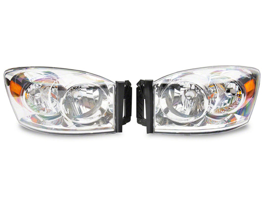 Raxiom 06-08 Dodge RAM 1500 Axial Series OEM Style Rep Headlights- Chrome Housing (Clear Lens)