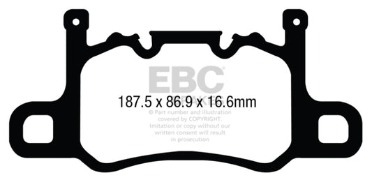 EBC 13-15 Porsche 911 (991) (Cast Iron Rotor only) 3.8 GT3 Yellowstuff Rear Brake Pads