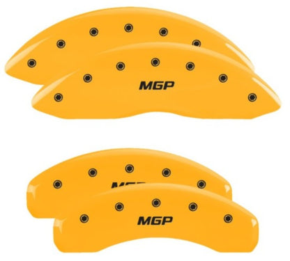 MGP 4 Caliper Covers Engraved Front & Rear MGP Yellow Finish Black Char 2019 Nissan Armada