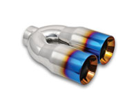 Vibrant - Dual 3.5" Round Stainless Steel Tips with Burnt Blue Finish (1339B)