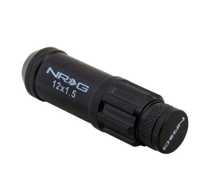 NRG - 700 Series M12 X 1.5 Black Steel Lug Nut w/Dust Cap Cover Set
