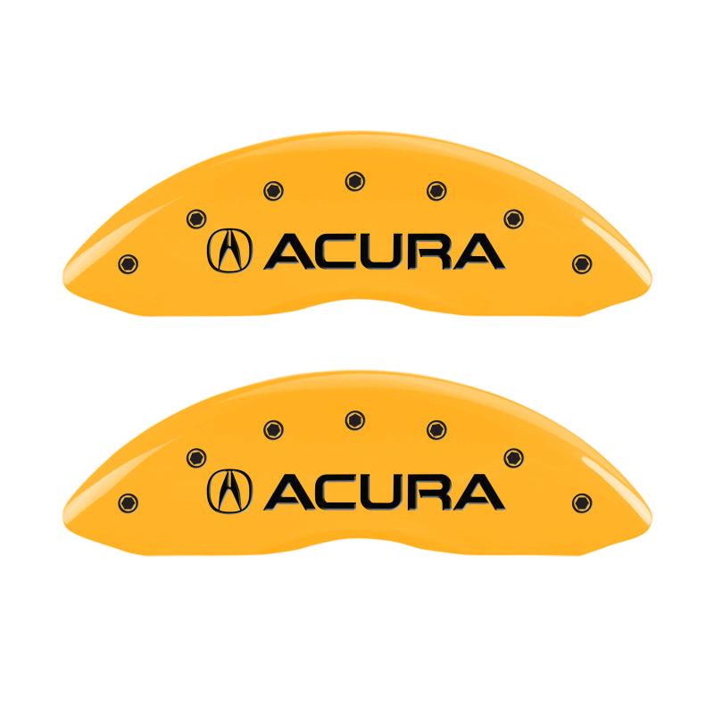 MGP 4 Caliper Covers Engraved Front & Rear Acura Yellow finish black ch