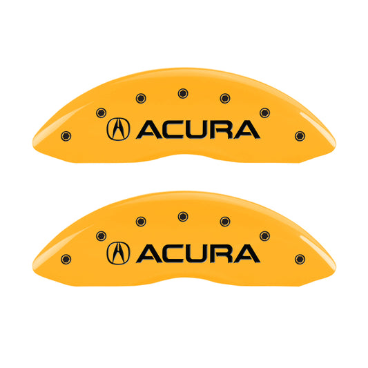 MGP 4 Caliper Covers Engraved Front & Rear Acura Yellow finish black ch