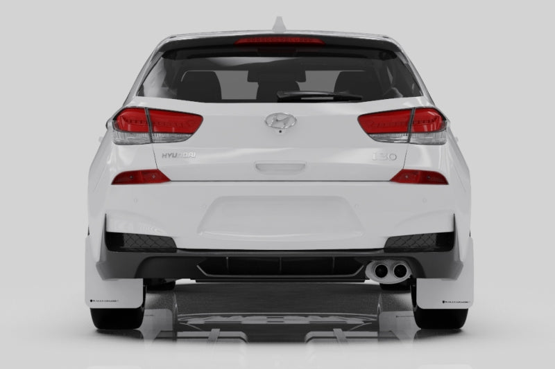 Rally Armor 19-21 Hyundai Elantra GT N Line/i30 Black UR Mud Flap w/White Logo