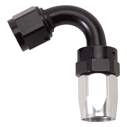 Russell Performance -8 AN Black/Silver 120 Degree Tight Radius Full Flow Swivel Hose End