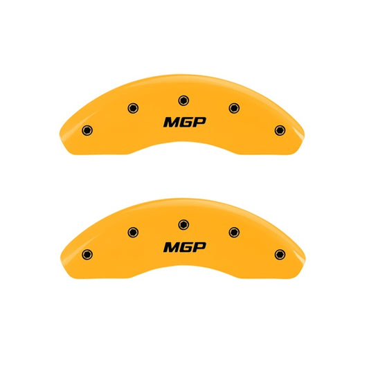 MGP Front set 2 Caliper Covers Engraved Front MGP Yellow finish black ch