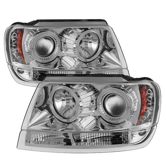 Spyder Jeep Grand Cherokee 99-04 Projector Headlights LED Halo LED Chrm - PRO-YD-JGC99-HL-C