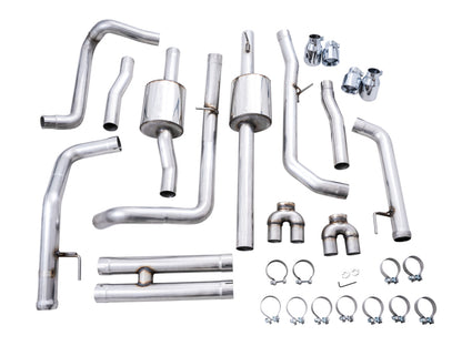 AWE Tuning 4th Gen GM 1500 6.2L 0FG Catback Split Rear Exit (w/ Bumper Cutouts) - Quad Chrome Tips