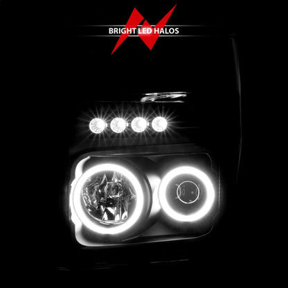 ANZO 2008-2010 Ford F-250 Projector Headlights w/ Halo Black (CCFL)