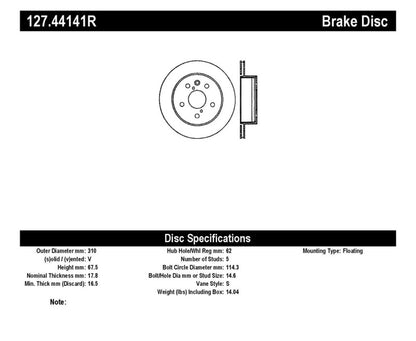 StopTech Power Slot 06-11 Lexus GS Series / 06-12 IS350 Rear Right Drilled & Slotted Rotor