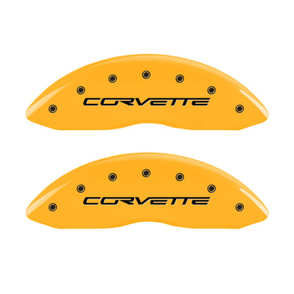 MGP 4 Caliper Covers Engraved Front & Rear C6/Corvette Yellow finish black ch