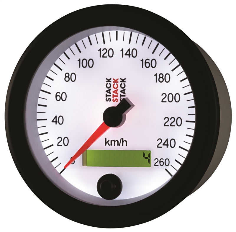 Autometer Stack Instruments 88MM 0-260 KM/H Programmable Speedometer - White