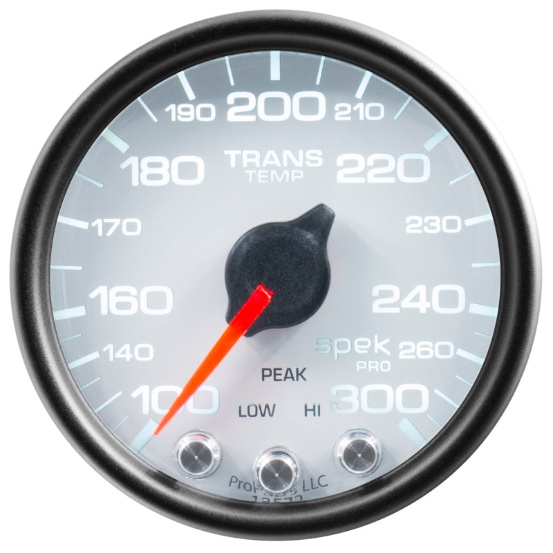 Autometer Spek-Pro Gauge Trans Temp 2 1/16in 300f Stepper Motor W/Peak & Warn Wht/Blk