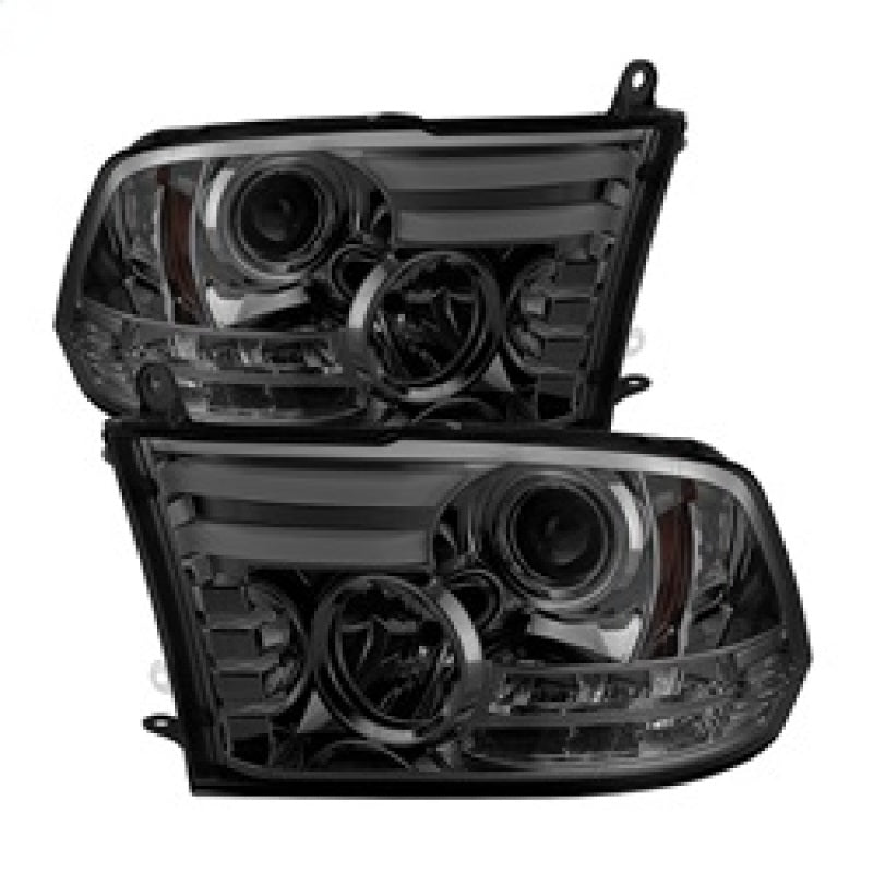 Spyder Dodge Ram 09-12 Projector Headlights Light Bar DRL Smoke PRO-YD-DR09-LBDRL-SM