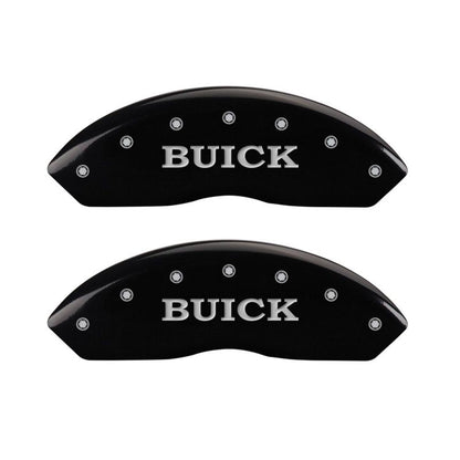 MGP 4 Caliper Covers Engraved Front Buick Engraved Rear Buick Shield Black finish silver ch