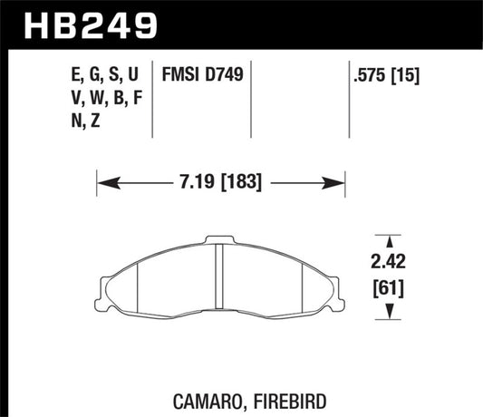 Hawk 98-02 Chevrolet Camaro SS/Z28 / 98-02 Pontiac Firebird HT-10 Race Front Brake Pads
