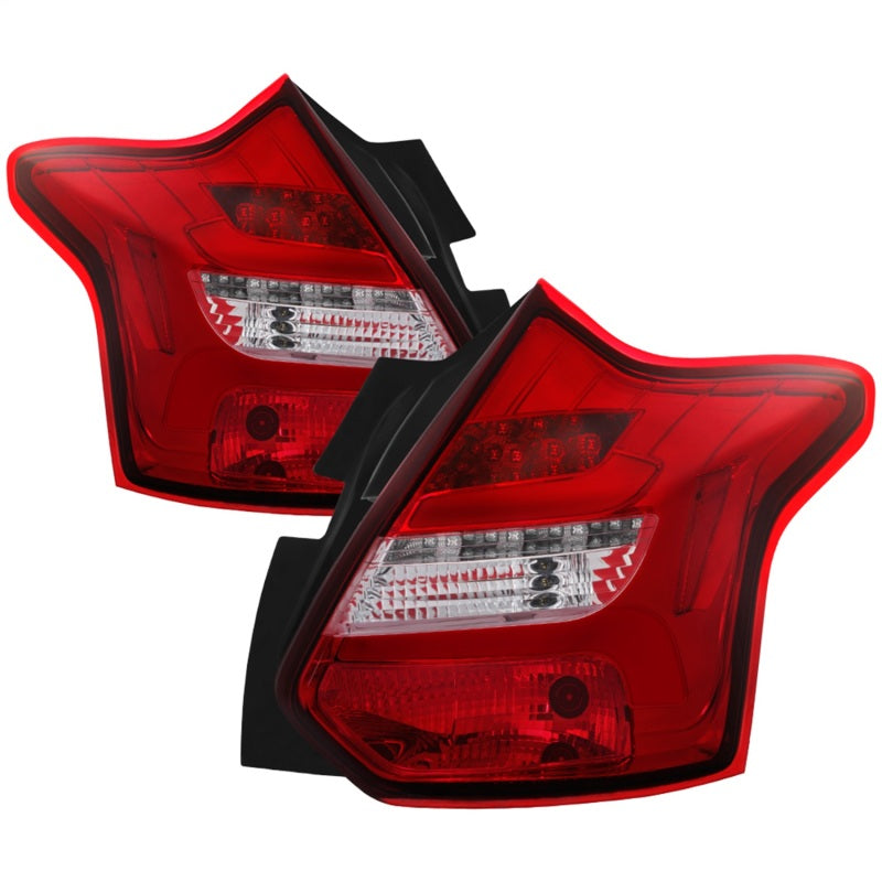 Spyder 12-14 Ford Focus 5DR LED Tail Lights - Red Clear (ALT-YD-FF12-LED-RC)