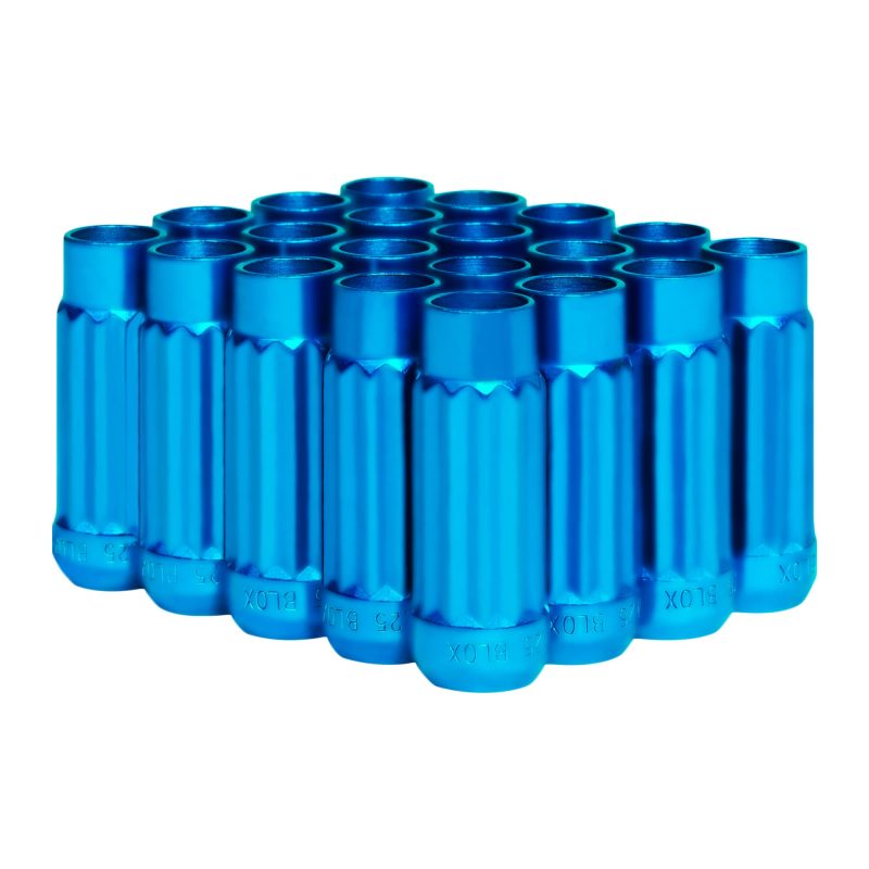 BLOX Racing Tuner 12P17 Steel Lug Nuts - Blue 12x1.25 Set of 20 12-Sided 17mm