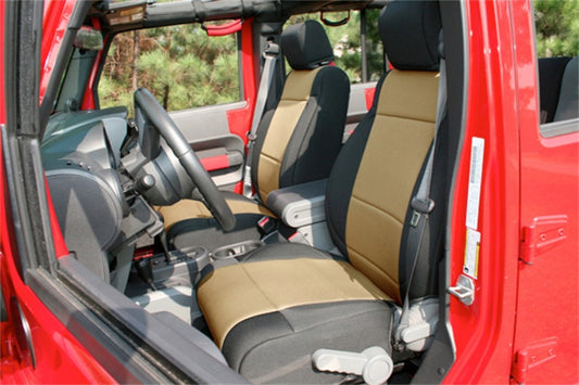 Rugged Ridge Seat Cover Kit Black/Tan 11-18 Jeep Wrangler JK 2dr