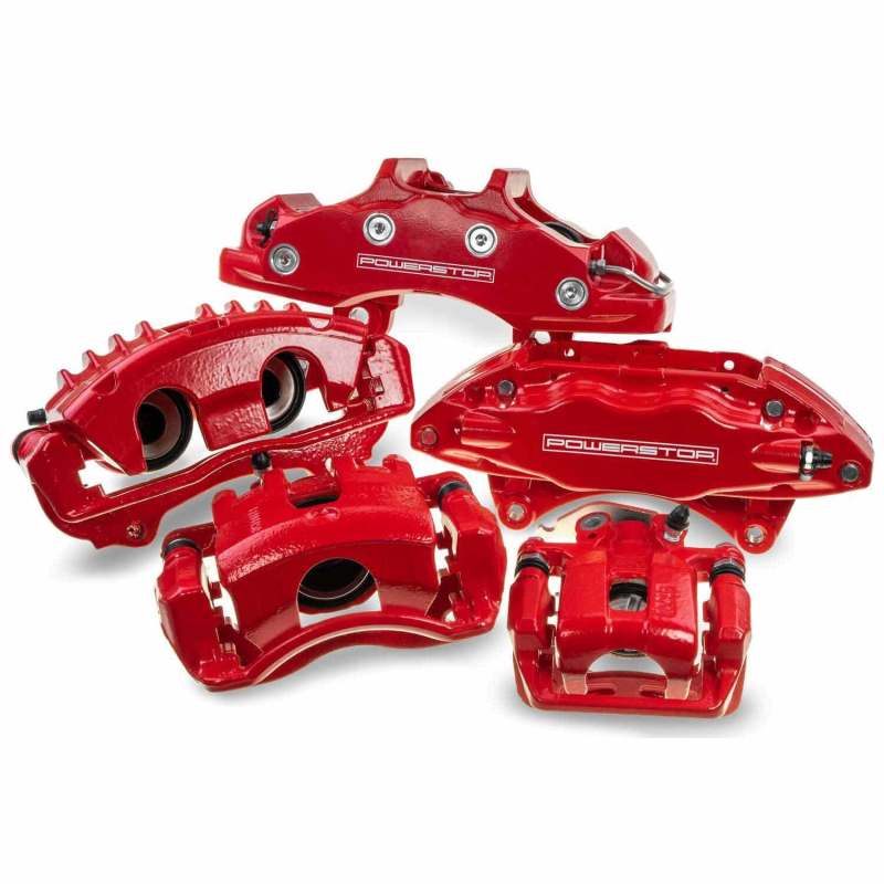 Power Stop 05-09 Audi A4 Rear Red Calipers w/Brackets - Pair