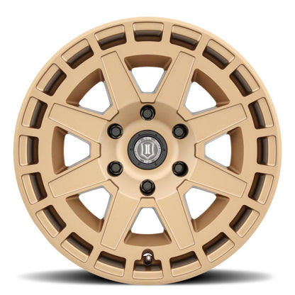 ICON Compass 17x8.5 5x5 -6mm Offset 4.5in BS Satin Brass Wheel