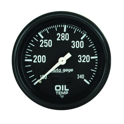 AutoMeter Gauge Oil Temperature 2-5/8in. 100-340 Deg. F Mechanical Black Autogage