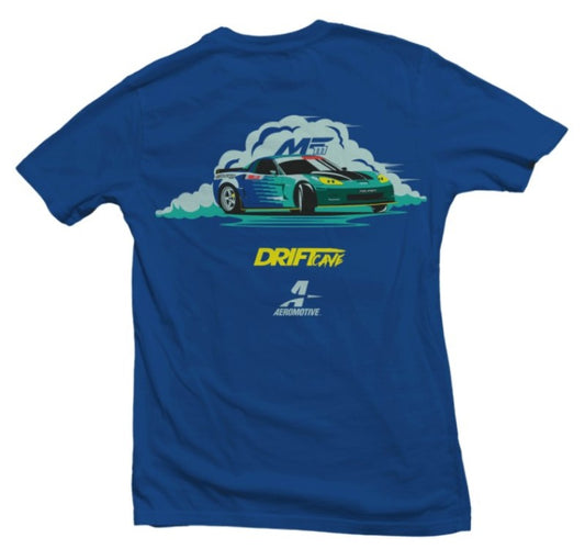 Aeromotive Drift Car Logo Blue T-Shirt - X-Large