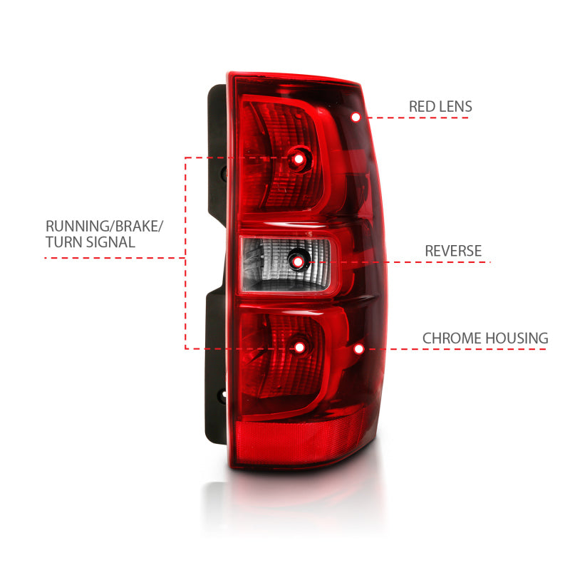 ANZO 2007-2014 Chevy Tahoe Taillight Red/Clear Lens (OE Replacement)