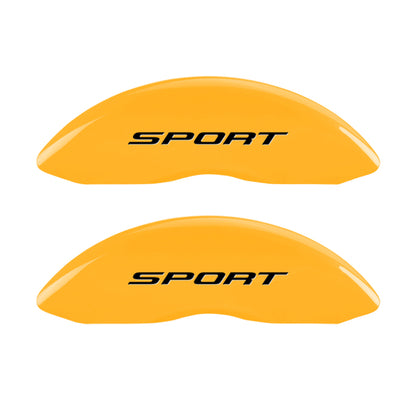 MGP 4 Caliper Covers Engraved Front & Rear No Bolts/Sport 2015 Yellow finish black ch