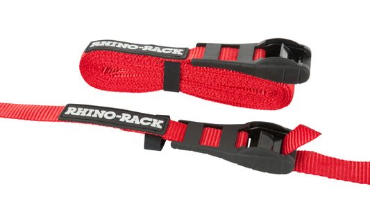 Rhino-Rack Rapid Tie Down Straps w/Buckle Protector - 4.5m/15ft - Pair - Red