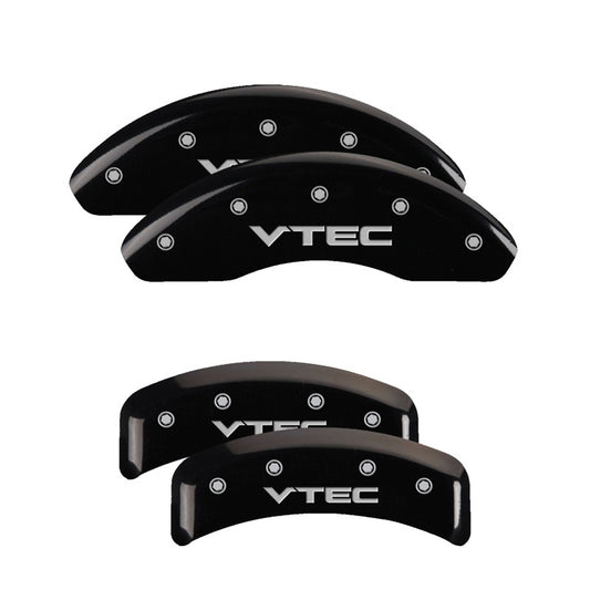 MGP 4 Caliper Covers Engraved Front & Rear Vtech Black finish silver ch