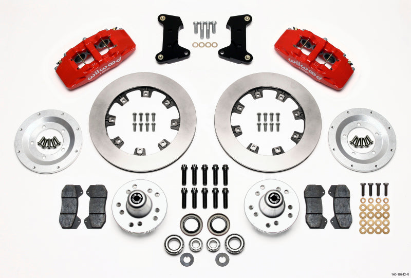 Wilwood Dynapro 6 Front Hub Kit 12.19in Red 74-80 Pinto/Mustang II Disc Spindle only