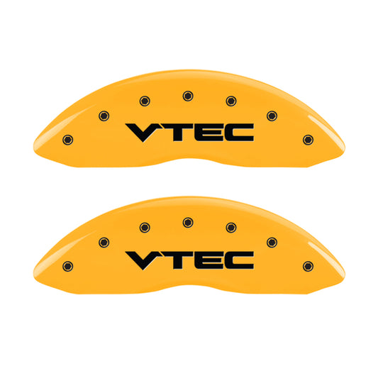 MGP 4 Caliper Covers Engraved Front & Rear Vtech Yellow Finish Black Char 2008 Acura TL