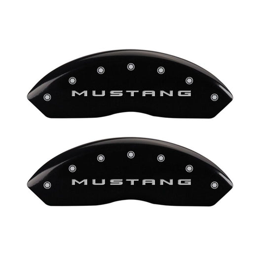 MGP 4 Caliper Covers Engraved Front 2015/Mustang Engraved Rear 2015/Bar & Pony Black finish slvr ch