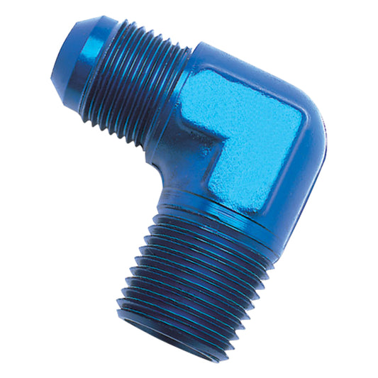 Russell Performance -4 AN to 1/8in NPT 90 Degree Flare to Pipe Adapter (Blue)