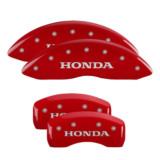 MGP 4 Caliper Covers Engraved Front & Rear Honda Red finish silver ch