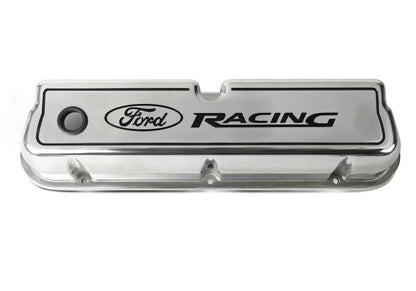 Ford Racing Logo Die-Cast Black Valve Covers Polished