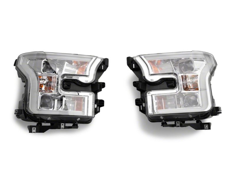 Raxiom 15-17 Ford F-150 Projector Headlights w/ LED Accent- Chrome Housing (Clear Lens)
