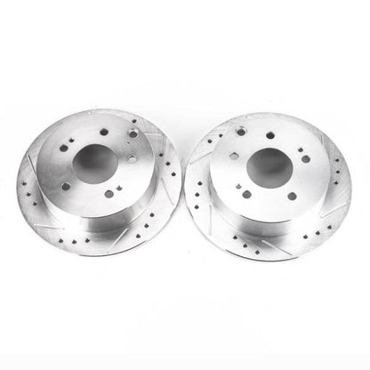 Power Stop 06-12 Mitsubishi Eclipse Rear Evolution Drilled & Slotted Rotors - Pair