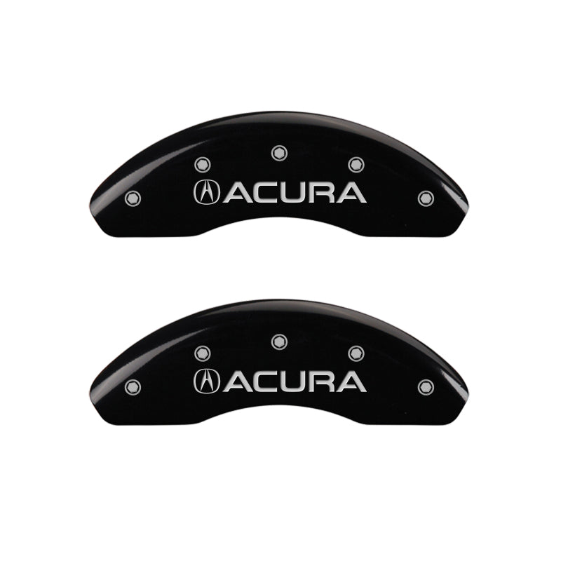 MGP 4 Caliper Covers Engraved Front Acura Engraved Rear RDX Black finish silver ch