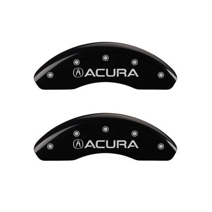 MGP 4 Caliper Covers Engraved Front Acura Engraved Rear RDX Black finish silver ch