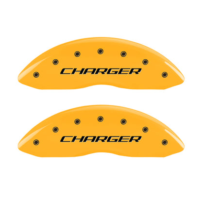 MGP 4 Caliper Covers Engraved Front & Rear Block/Charger Yellow Finish Black Char 2006 Dodge Charger