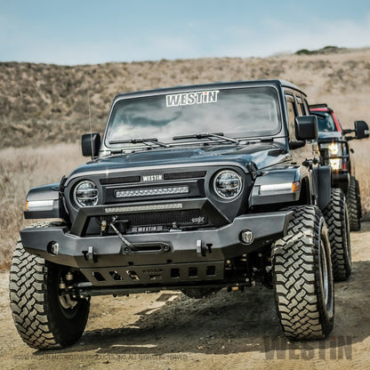 Westin 18-20 Jeep Wrangler WJ2 Full Width Front Bumper w/LED Light Bar Mount Textured Black