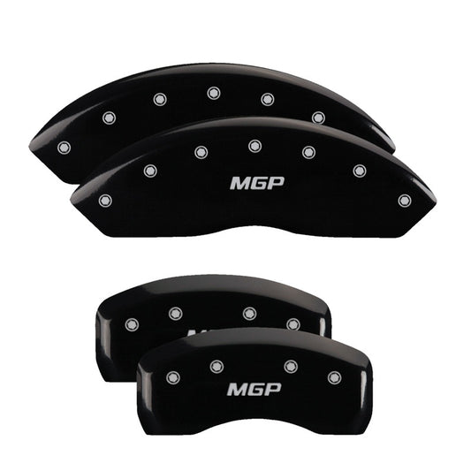 MGP 4 Caliper Covers Engraved Front & Rear MGP Black Finish Silver Characters 2016 Acura RDX