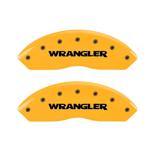 MGP 2 Caliper Covers Engraved Front Wrangler Yellow Finish Black Char 2006 Jeep Wrangler