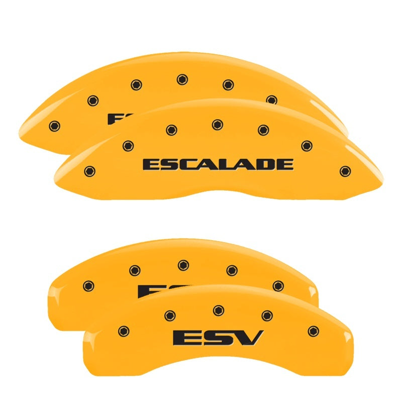 MGP 4 Caliper Covers Engraved Fr Escalade Rear ESV Yellow Finish Blk Char 2003 Cadillac Escalade ESV