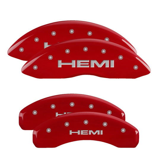 MGP 4 Caliper Covers Engraved Front & Rear Hemi Red finish silver ch