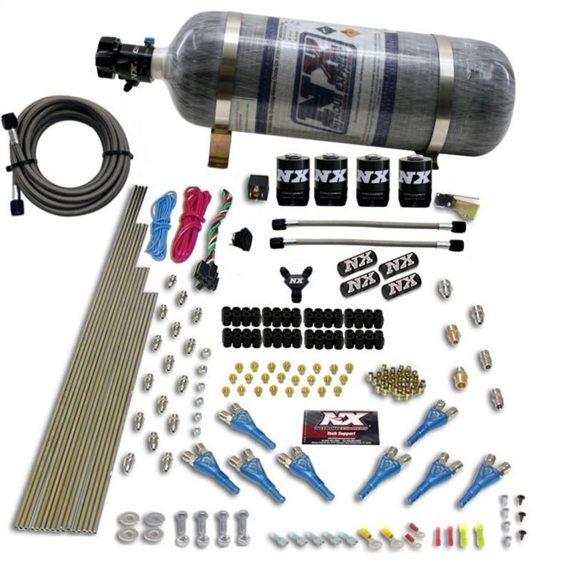 Nitrous Express 8 Cyl Shark Direct Port 4 Solenoids Nitrous Kit (200-600HP) w/Composite Bottle