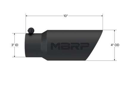 MBRP Universal Tip 4in OD 3in Inlet 10in Length Dual Wall Angled End Black