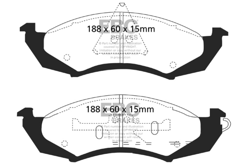 EBC 89-91 Ford Thunderbird 3.8 Greenstuff Front Brake Pads